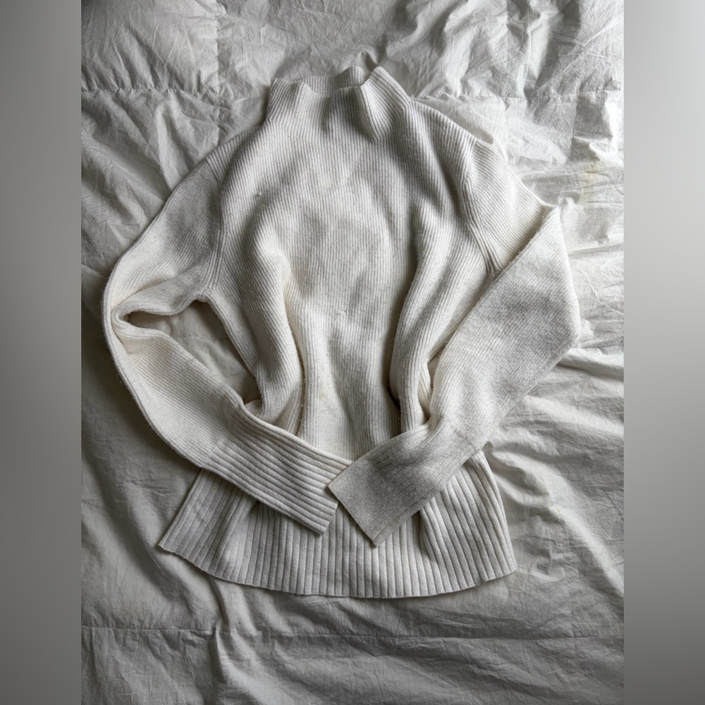 White Mock-neck Women's Sweater